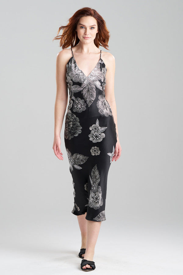 Natori Miyoshi Open Back Silk Slip Black/White