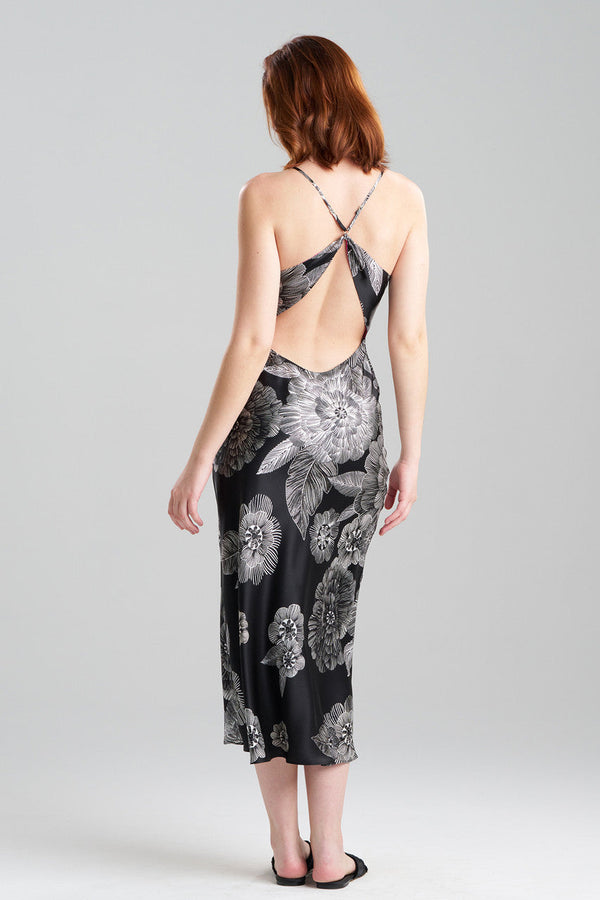 Natori Miyoshi Open Back Silk Slip Black/White