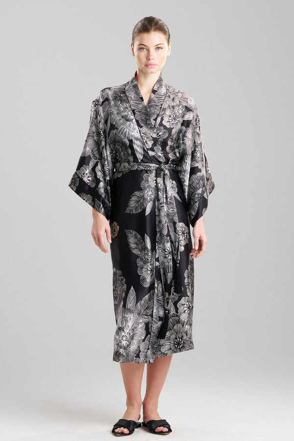 natori Miyoshi Silk Robe Black/White