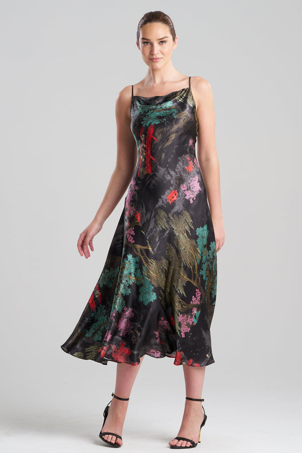 Natori Nara Silk Slip Dress Black