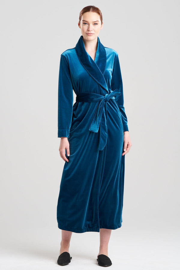 Natori Natalie Velvet Robe Midnight Teal
