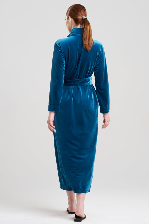 Natori Natalie Velvet Robe Midnight Teal