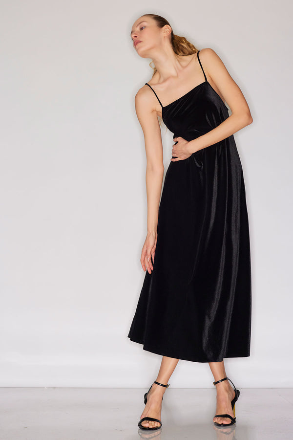 natori Natalie Velvet Slip Dress Black