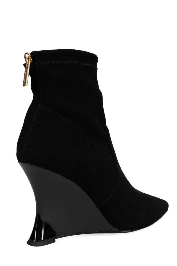Natori Neko Suede Wedge Ankle Boot Black