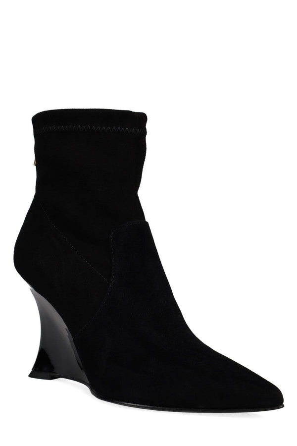 Natori Neko Suede Wedge Ankle Boot Black
