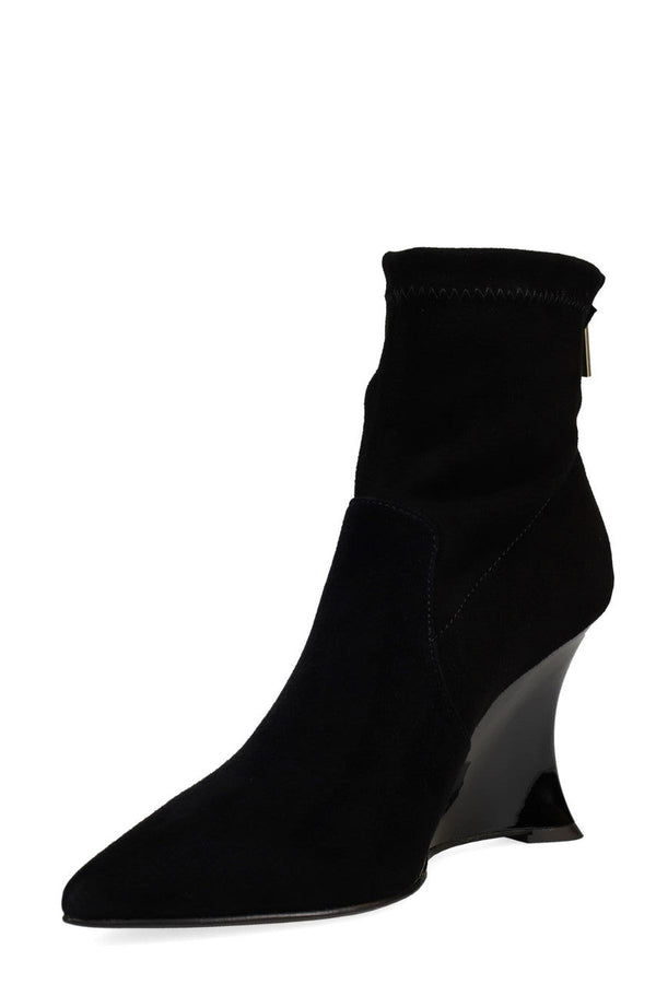 natori Neko Suede Wedge Ankle Boot Black