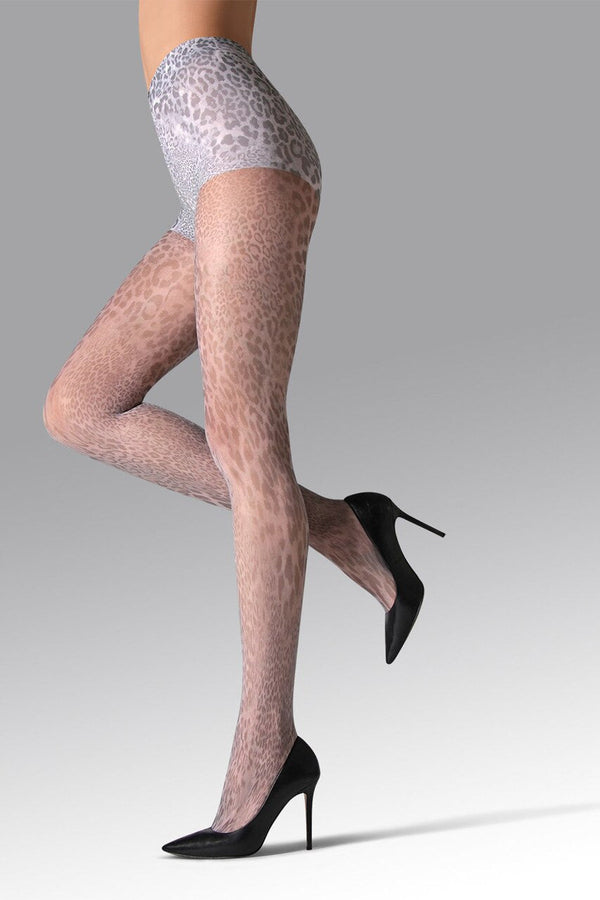 natori Neutral Animal Printed Sheer Tights Gray