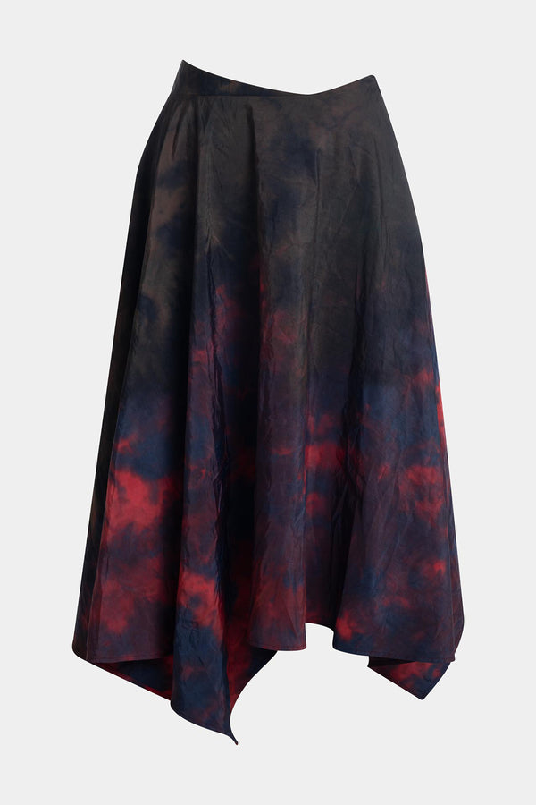 Natori Niji Tie Dye Taffeta Origami Maxi Skirt Red
