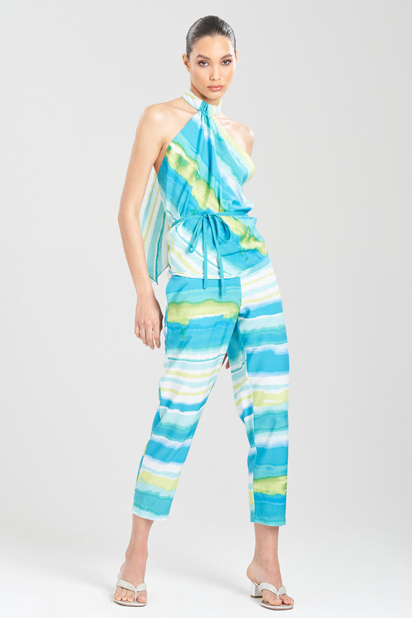 natori Nikko Getaway Halter Top Aqua Mist