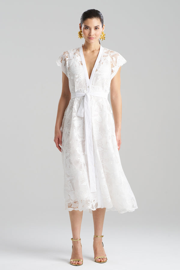Natori Nishi Lace Tie Front Dress White