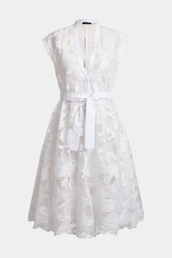 Natori Nishi Lace Tie Front Dress White