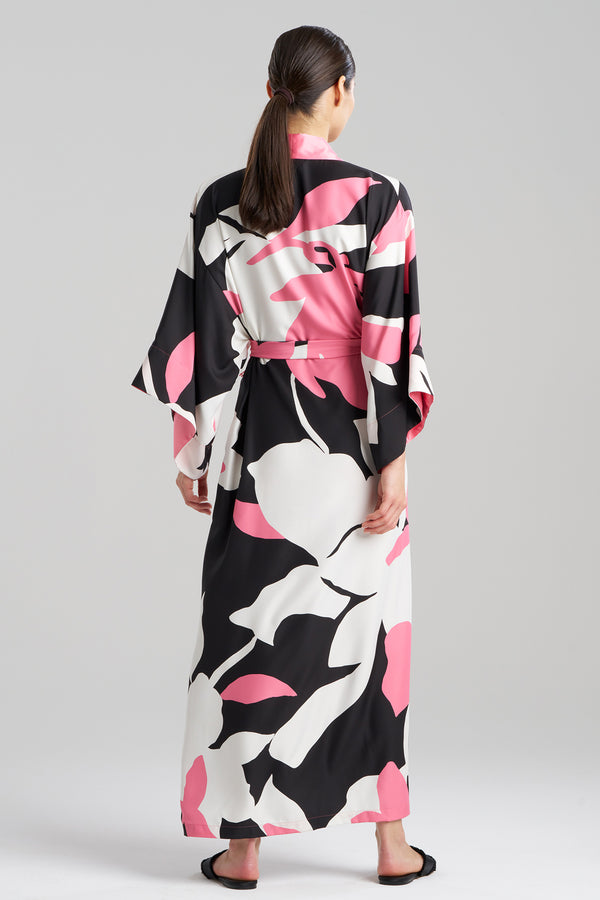 Natori Niwashi Long Kimono Pink/Black