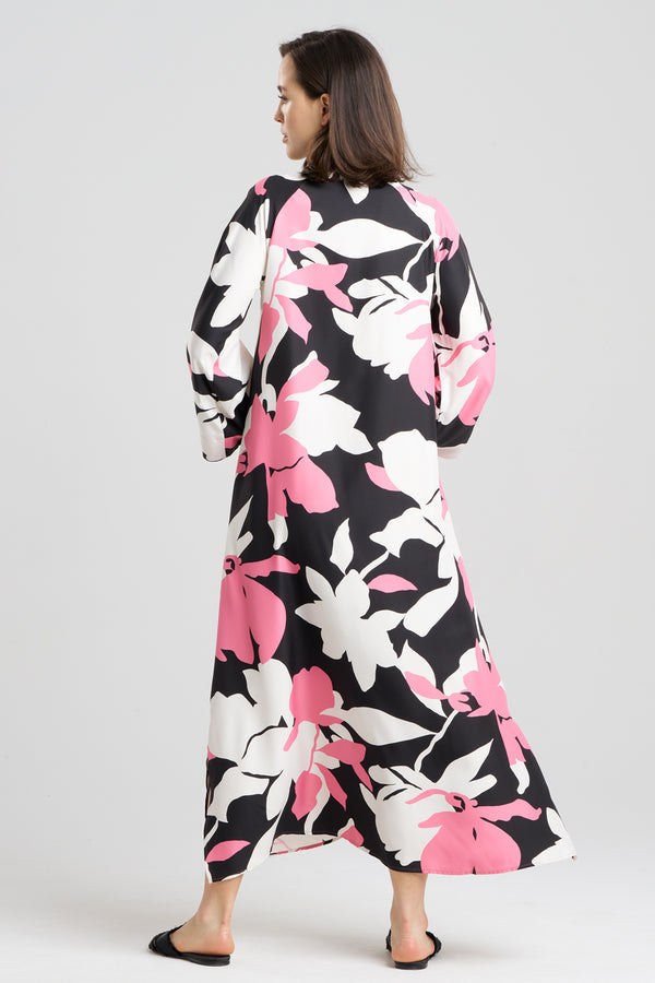 Natori Niwashi Zip Caftan Pink/Black