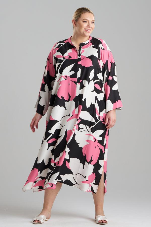 Natori Niwashi Zip Caftan Pink/Black