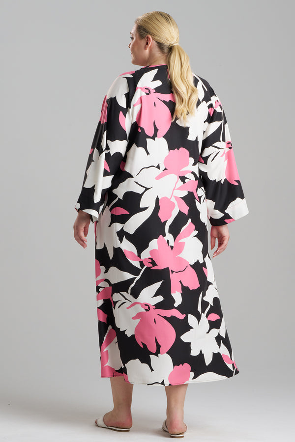 Natori Niwashi Zip Caftan Pink/Black