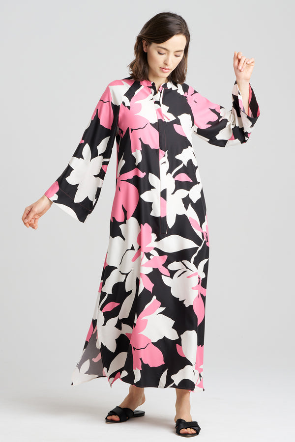 natori Niwashi Zip Caftan Pink/Black