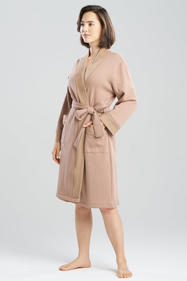 Natori Nova Cozy Brushed Knit Dream Robe Latte