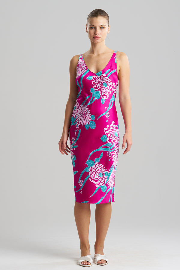 natori Obi Slip Dress Magenta