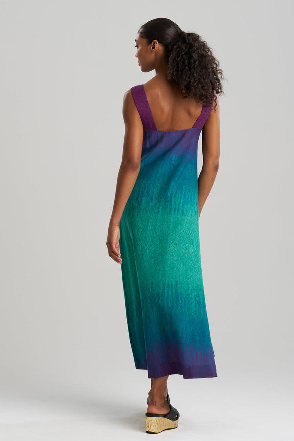 Natori Ombre Printed Gauze Maxi Dress Green