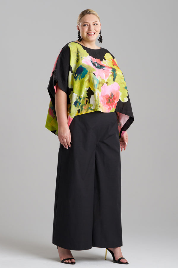 Natori Ophelia Linen Caftan Top Black Multi