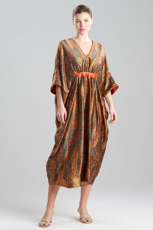 Natori Paisley Cocoon Silk Caftan Multi