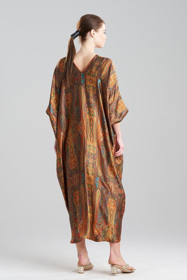 Natori Paisley Cocoon Silk Caftan Multi