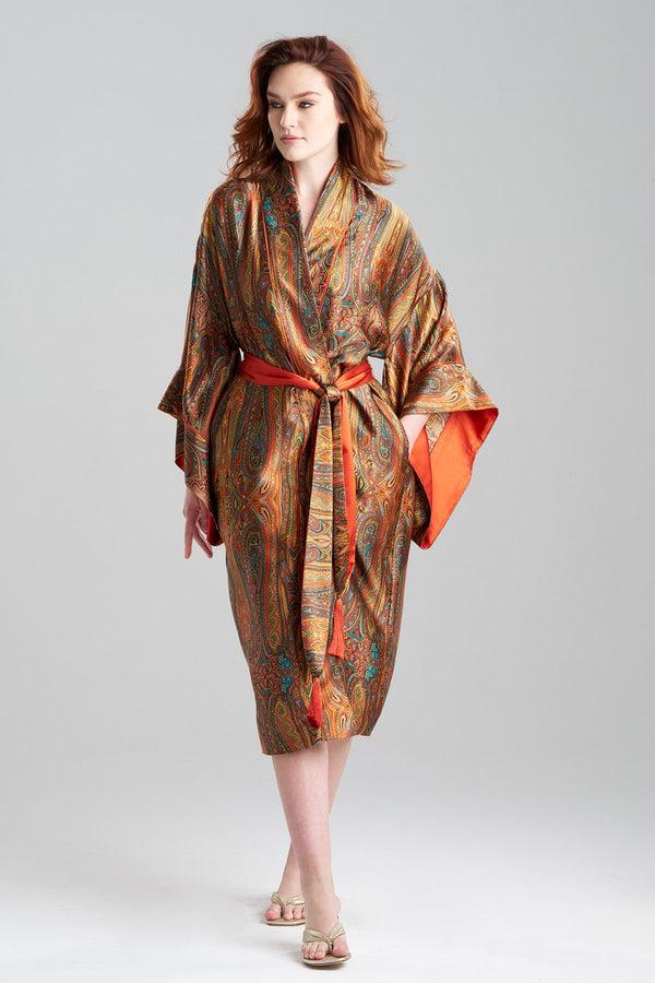 Natori Paisley Drop Sleeve Silk Robe Multi