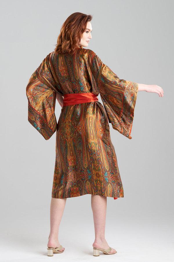 Natori Paisley Drop Sleeve Silk Robe Multi