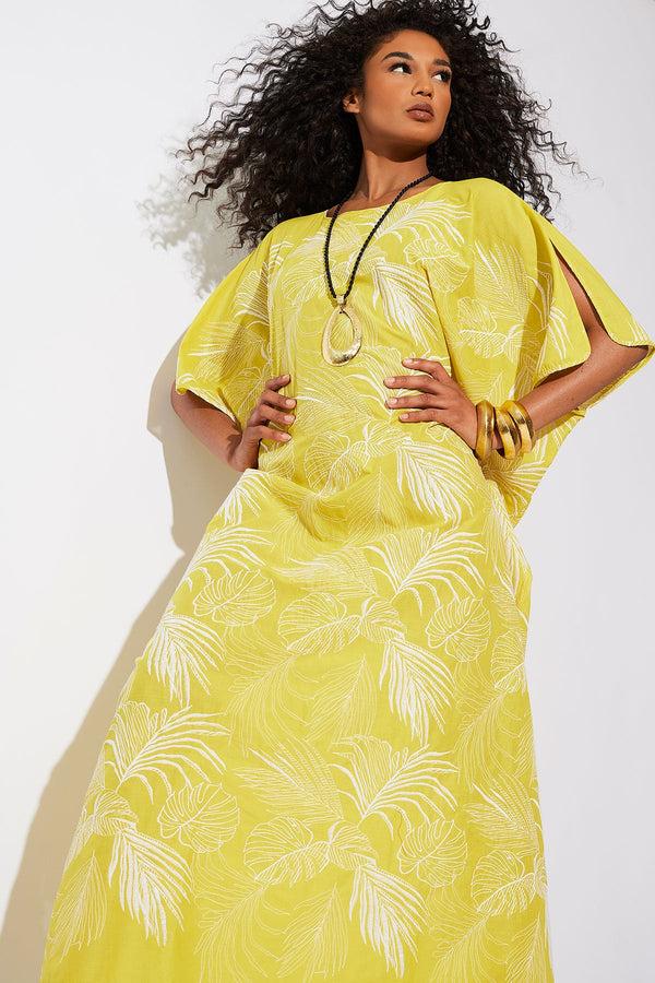 natori Palm Caftan Citron