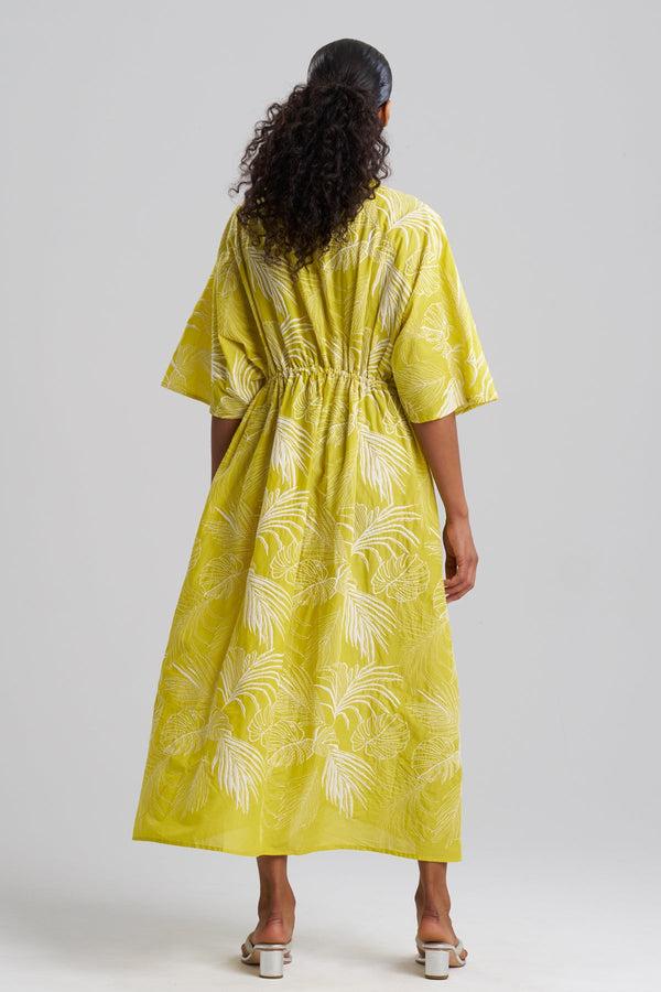 Natori Palm Caftan Dress Citron