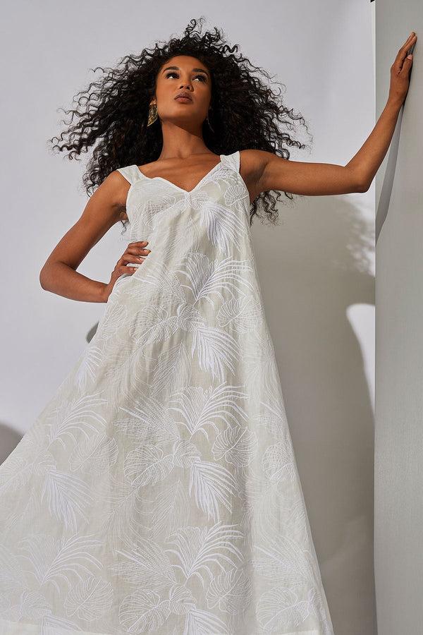 natori Palm Maxi Dress White