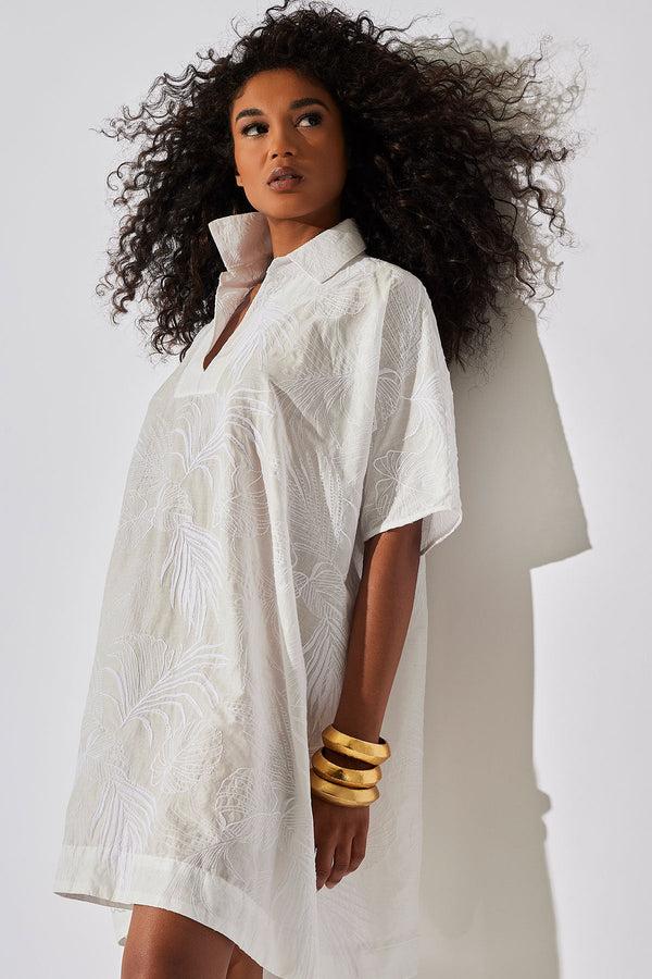 natori Palm Oversized Caftan White