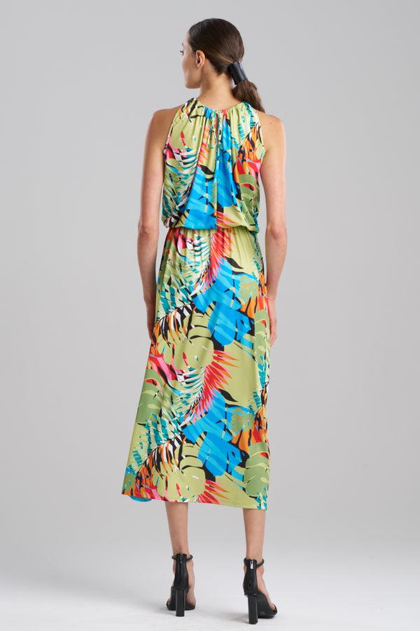 Natori Palms Slinky Knit Halter Maxi Dress Multi