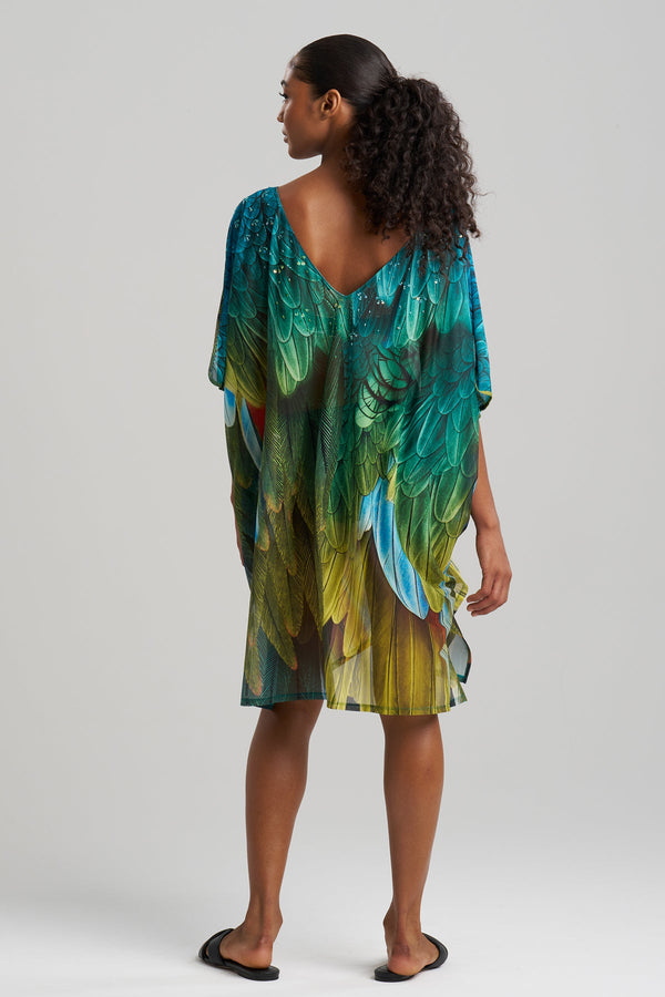 Natori Paradise Printed Mesh Beaded Caftan Multi