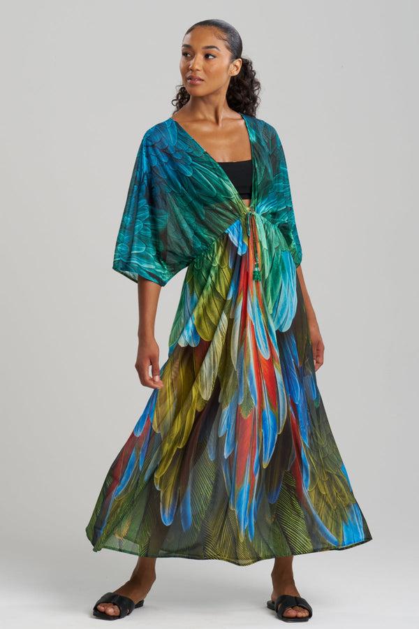 Natori Paradise Printed Mesh Caftan Dress Multi