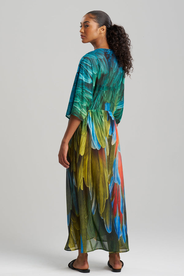 Natori Paradise Printed Mesh Caftan Dress Multi
