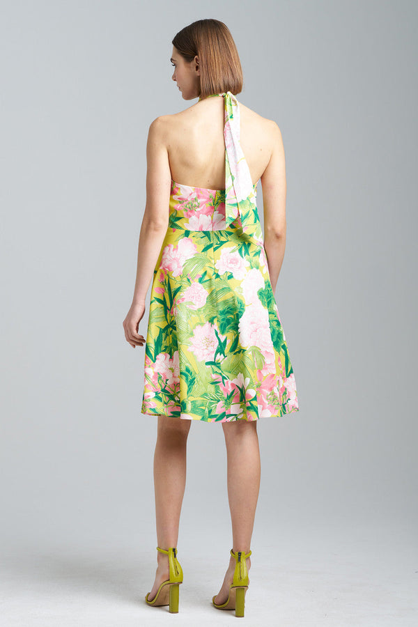 Natori Passion Peony Halter Dress Wasabi Combo