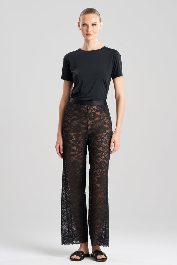 Natori Peony Allover Lace Pants Black