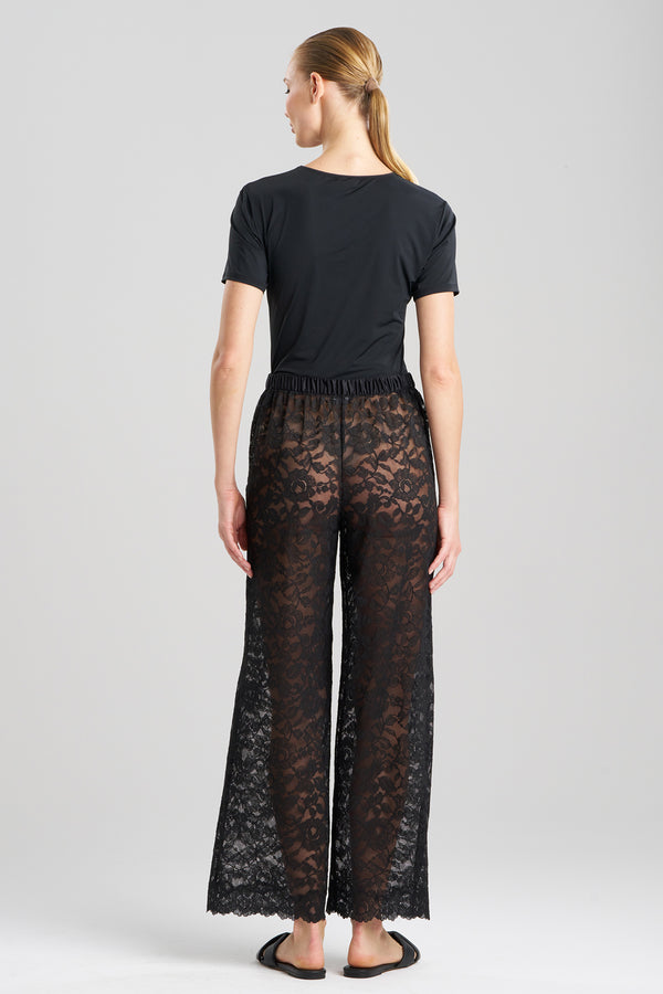 Natori Peony Allover Lace Pants Black