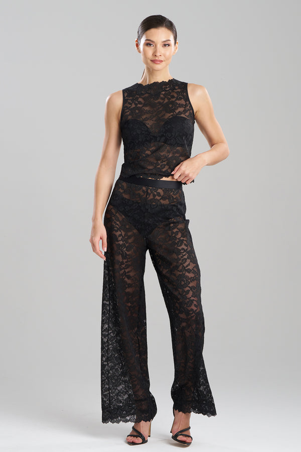 natori Peony Allover Lace Pants Black
