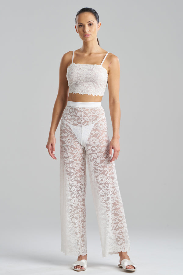 natori Peony Allover Lace Pants Warm White