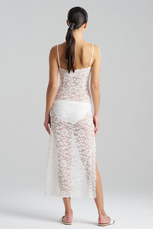 Natori Peony Allover Lace Slip Dress Warm White