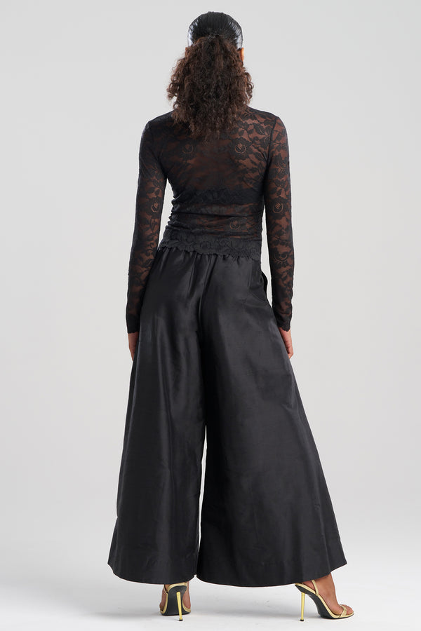 Natori Peony Allover Sheer Lace Top Black