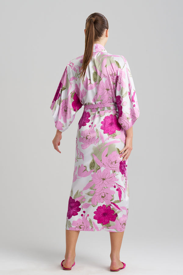 Natori Peony Blossom Kimono Robe Pink Multi