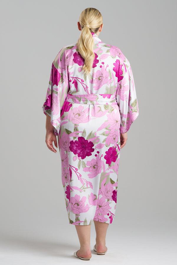 Natori Peony Blossom Kimono Robe Pink Multi