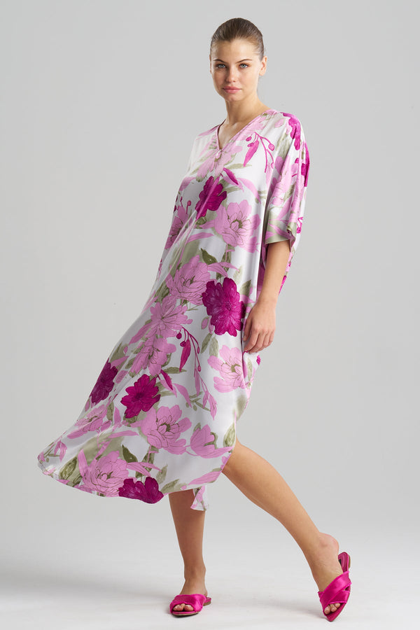 natori Peony Blossom Zip Caftan Pink Multi
