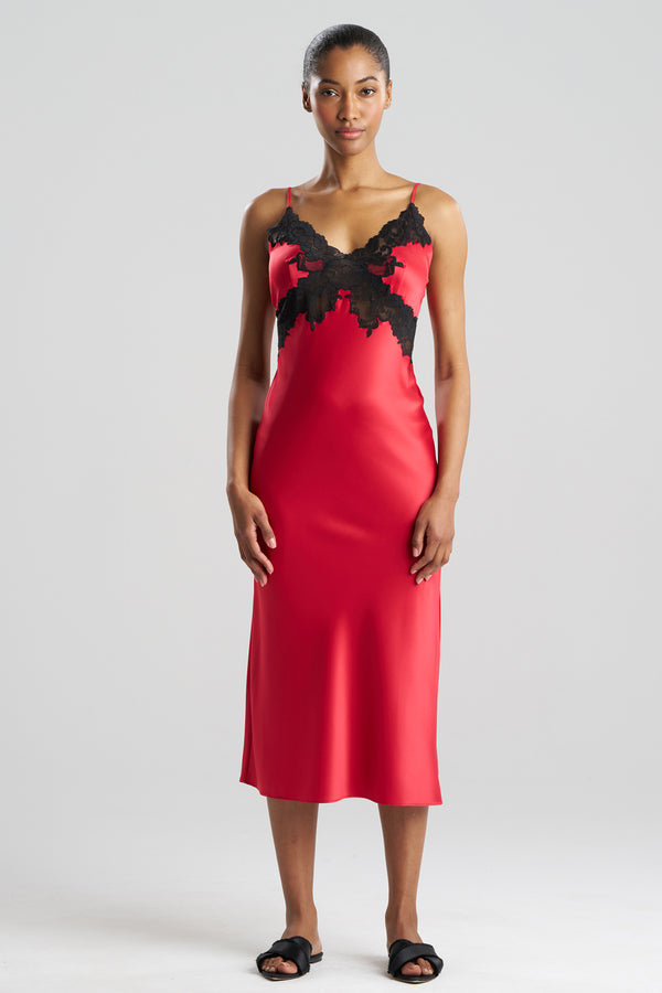 Natori Peony Glamour Slip Dress Red/Black