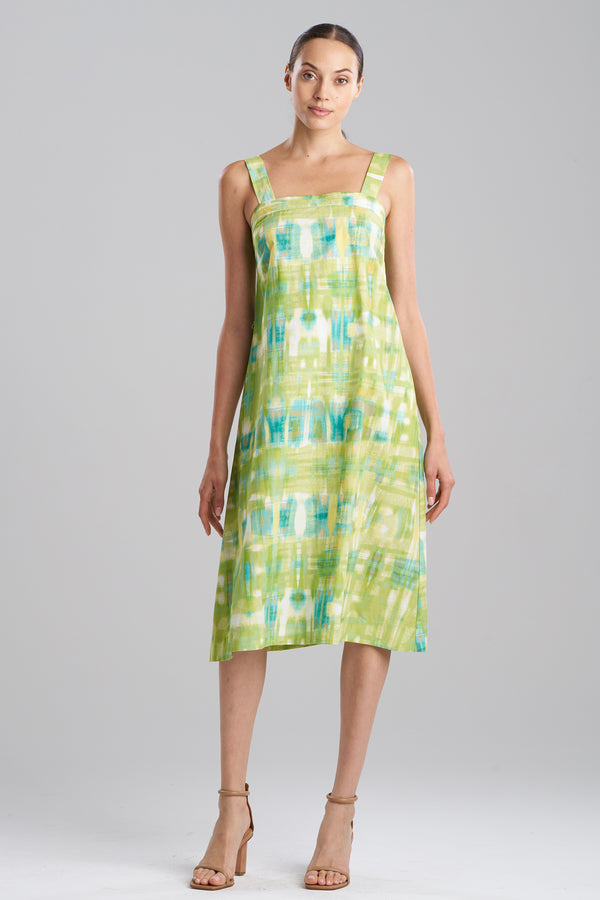 natori Plaids Cotton Poplin Sundress Palm