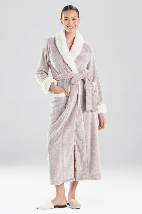 natori Plush Faux Fur Robe Latte
