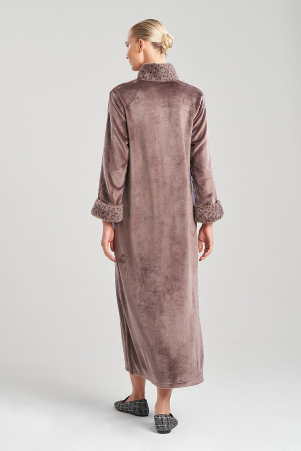 Natori Plush Faux Lynx Lounger Truffle